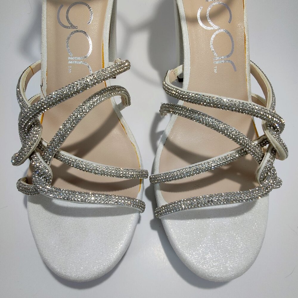Sugar Women's Size 10M Petal‎ White Shimmer Block Heels NWOT - Picture 3 of 13